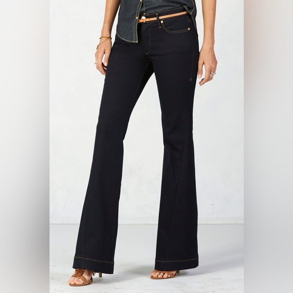 True Religion Dark Wash Twisted Seam Jessie Mid Rise Flare Jeans SZ 24/00 - Picture 1 of 10